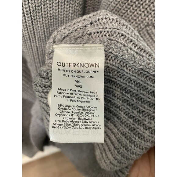 Outerknown Cardigan Mens Sz M/L Gray Knit Organic Cotton Alpaca Blend - Picture 5 of 8